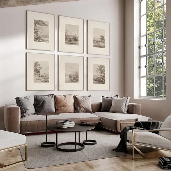 Neutral Wall Art Decor Set of 6 Vintage Canvas Wall Art Rustic Farmhouse Wall Ar - Picture 3 of 7